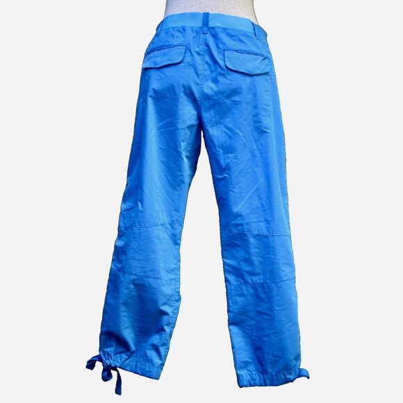 VINTAGE Y2K 8 Ralph Lauren Women's BLUE DRAWSTRING CROP Cargo Pants cotton nylon - Picture 2 of 16
